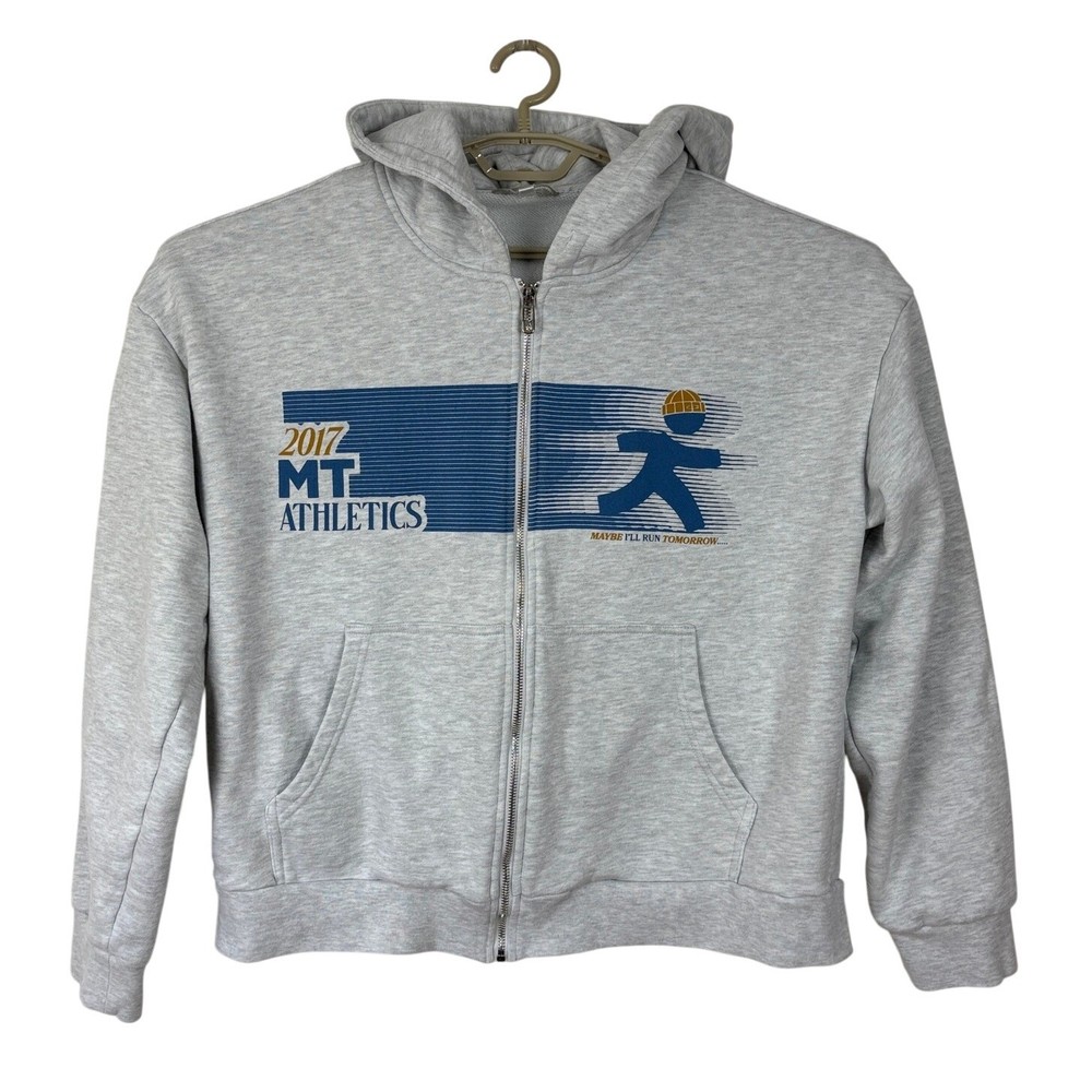 Maybe Tomorrow Full Zip Hoodie Light Heather Gray 2XL athletic athleisure Cotton
