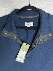Goodfellow Quilted Pullover Snap Mock Neck Sweatshirt Blue Mens L NWT