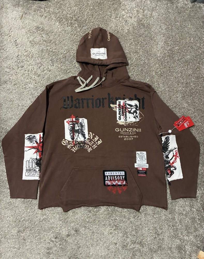 Gunzinii Denim & Co. Pullover Hoodie Size Medium Brown Brand New With Tags