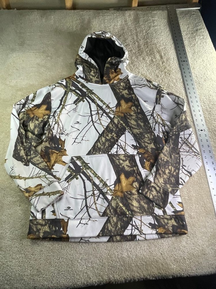 Mossy Oak Energy Zone Camo Hoodie Mens L Winter Snow White Pullover Kangaroo