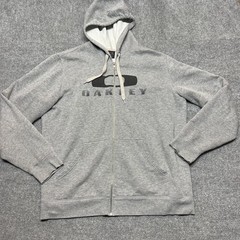 Oakley Hoodie Mens XL Gray Full Zip Fleece Kangaroo Pocket Sweatshirt Logo