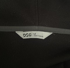 DSG Fleece Athletic Hoodie Pullover Black Gray Mens M Pocket Sweatshirt Regular