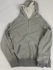 The Great China Wall Gray French Terry 1/4 Zip Hoodie XXL Made USA Raw Edge Seam