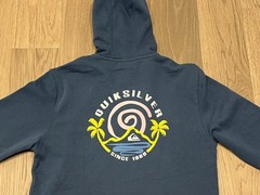 L Mens QUIKSILVER Surf Pullover Hoodie Sweatshirt Sweater Top Shirt 2-Sided Blue