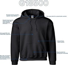 Gildan G185 Mens Long Sleeve Heavy Blend Pouch Pocket Pullover Hooded Sweatshirt