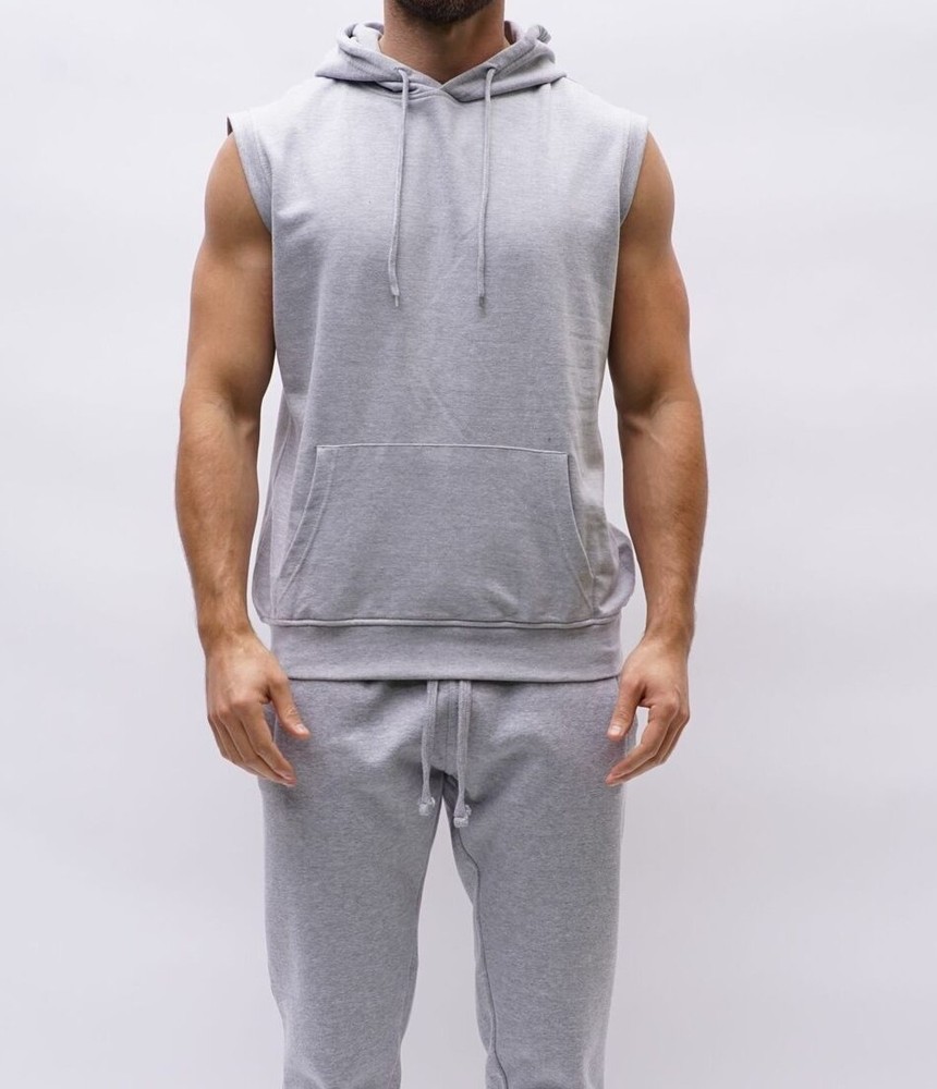 Men’s Sleeveless Pullover Hoodie Gym Bodybuilding Hooded Workout Muscle Tank Top