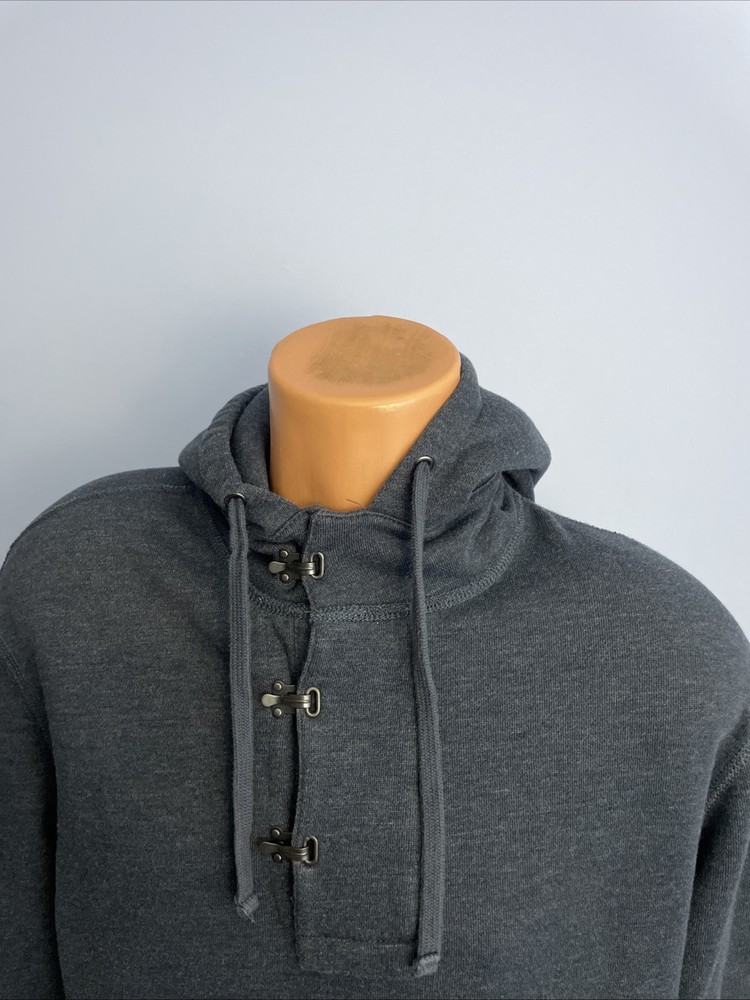 J. Crew Cotton Fleece Hoodie Blue Sweatshirt Mens Size Large Hook & Loop