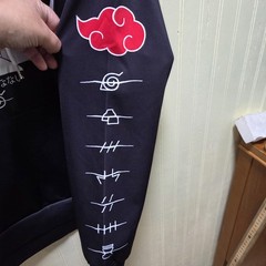 Naruto Hoodie Mens Medium Black Akatsuki Itachi Uchiha Anime Graphic Pullover