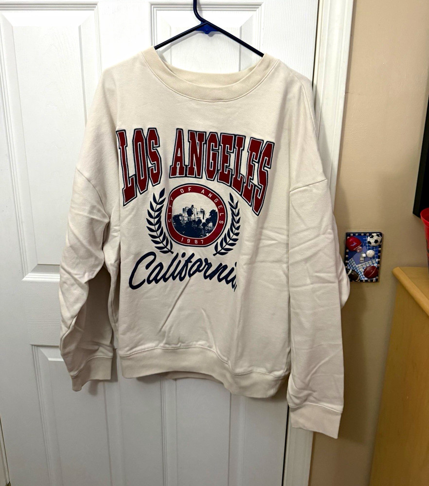 Aéropostale Men’s XL Beige Fleece Crewneck Pullover Graphic Logo Sweatshirt