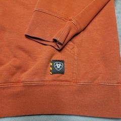 Ariat Hoodie Mens L Orange Pullover Hooded Pockets Lined Rebar Embroidered