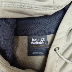 Jack Wolfskin Hoodie Mens Large Beige Pullover Hooded Pockets Lined Graphic