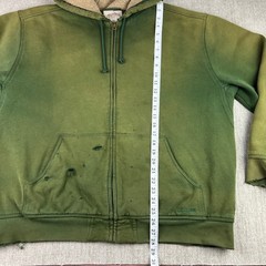 L.L. Bean Katahdin Iron Works Hoodie Mens XL Green Distressed Sun Faded Gradient
