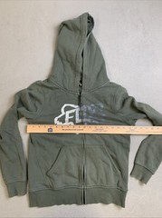 Fox Hoodie Mens M Green Pullover Sweatshirt Full Zip Front Pockets RN 97275