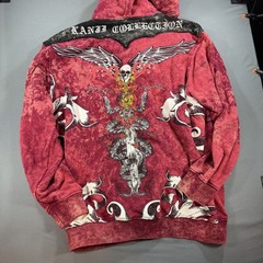 Kanji Jeans Full Zip Hoodie Men’s 3XL Y2K Graphics Front and Back SEE PICS