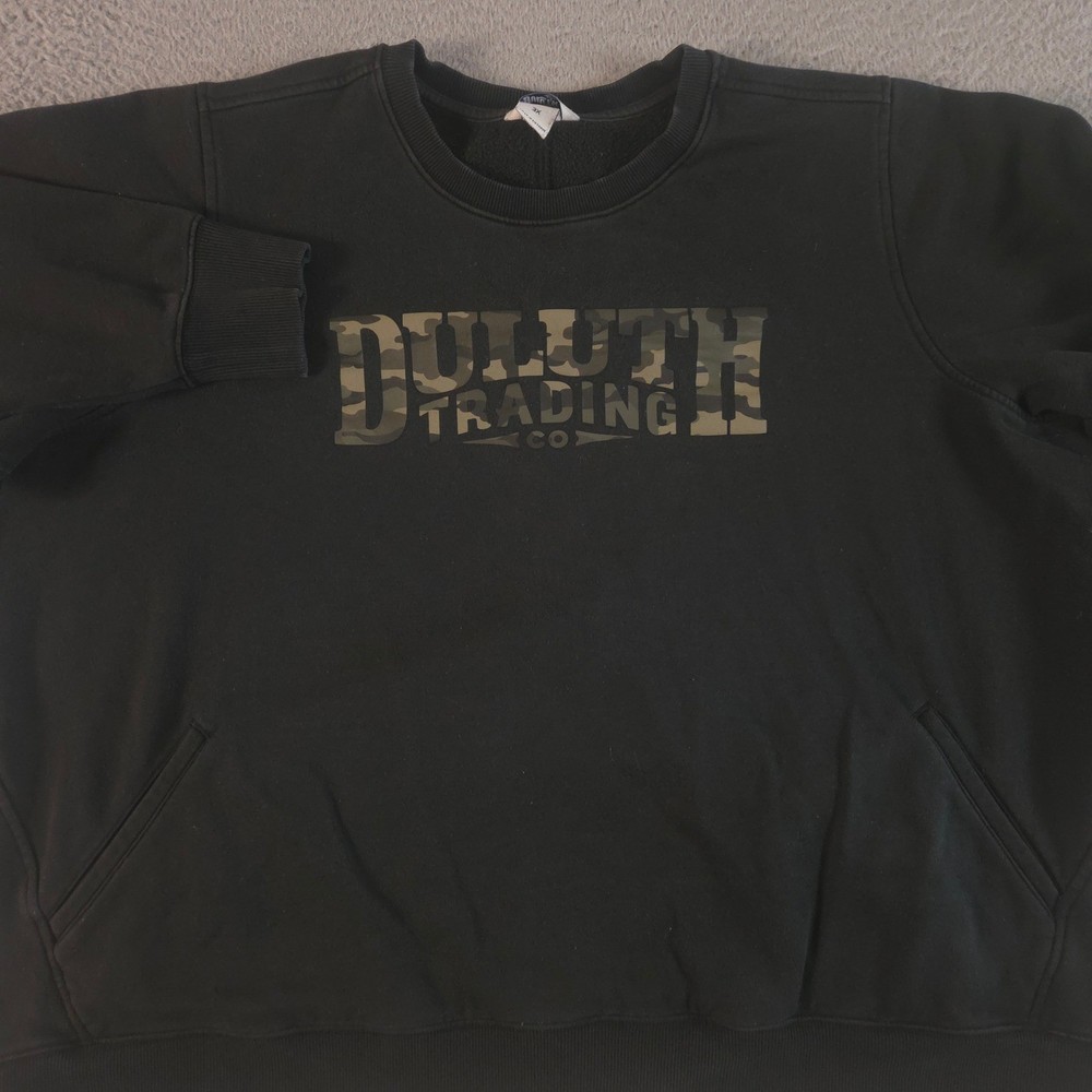 Duluth Trading Co Sweatshirt Mens 3X Black Camo Logo Front Pockets Heavyweight