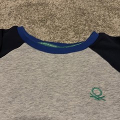 United Colors Of Benetton Blue / Gray / Navy Blue Crewneck Sweatshirt Medium VTG