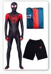 Into the SpiderVerse Miles Morales Spiderman Costume Cosplay Hoodie Shorts