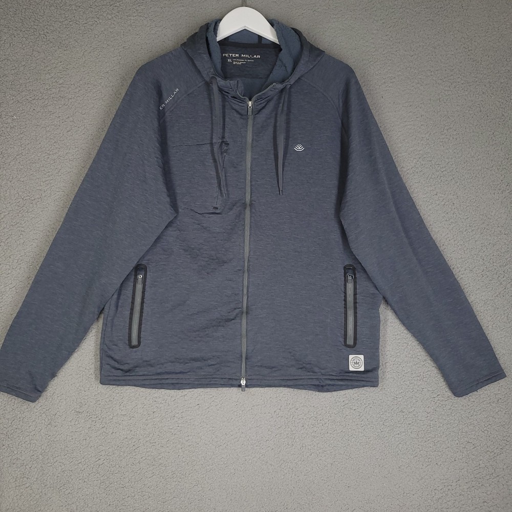 Peter Millar Eclipse Performance Hoodie XL Zip Up Sweater Golf Travel Office