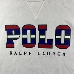 Polo Ralph Lauren Sweatshirt Mens XXL White Multi Color Block Logo Fleece Crew
