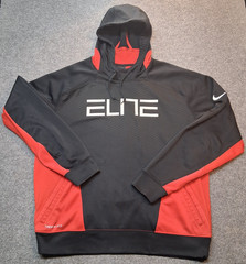 nike ELITE hoodie mens XL red black therma fit 100% polyester