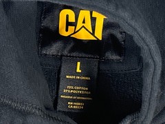 CAT Pullover Hoodie Men L Black Logo Workwear Kangaroo Pocket Heavyweight Durabl