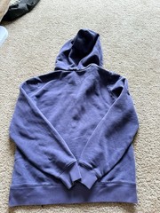 Vtg BROOKS BROTHERS Mens Navy Hoodie Large White Logo Letter Patch Sz M