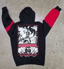 Marvel Deadpool Japanese Graphic Pullover Hoodie Black Red Size Medium
