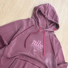 Nike Sportswear Mens Burgundy Faded Wash Embroidered Logo Hoodie Large