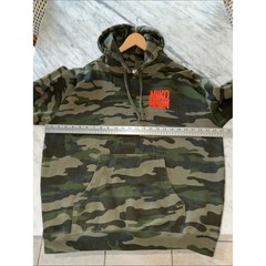 NIKO MOON Camo Pullover Hoodie Olive Green Orange Logo Sweatshirt
