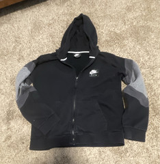 Nike Air Full Zip Fleece Hoodie Colorblock Logo XL Teens Black/Gray