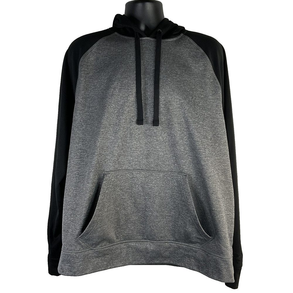 Champion Duo Dry Men’s Hoodie Sweatshirt Gray XXL Fleece Raglan Sleeves Pullover