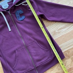 Champion Women’s Maroon Red Plum Full-Zip Hoodie Sweatshirt Jacket C Patch Sz S