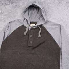 Triple Five Soul Mens Large Henley Knit Hoodie Pullover Sweatshirt Gray