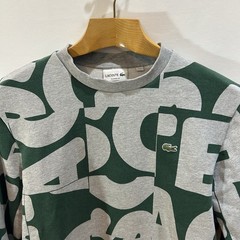 Lacoste Heritage Graphic Print Sweatshirt Crew Neck Green Gray Men’s Size XL / 6