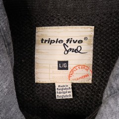 Triple Five Soul Mens Large Henley Knit Hoodie Pullover Sweatshirt Gray