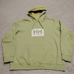 Helly Hansen Hoodie Sweatshirt Mens XL Green Cotton Designer Hiking Walking Camp