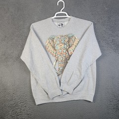 Riot Society Sweatshirt Mens Medium Gray Elephant Graphic Crewneck Made USA