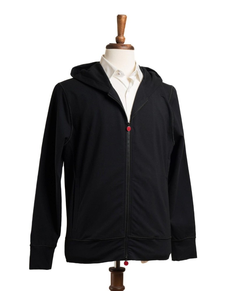 Kiton $1,250 Black Red Text Cotton Stretch Full Zip Hoodie Hooded Sweatshirt S
