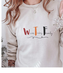 Wine Turkey Family Holiday Sweatshirt Christmas thanksgiving Apparel size L sand
