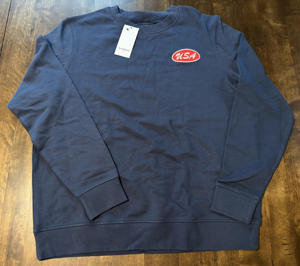 USA-Navy Blue-Goodfellow Mens French Terry Crewneck Sweatshirt Sizes M/L/XL-NWT