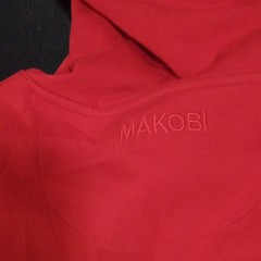 Makobi Men’s L Red/Ivory Colorblock Full Zip Fleece Hoodie Bear Graphic