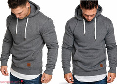 Men Hoodie Casual Hooded Solid Pocket Slim Fit Sweatshirts Pullover Sweater Tops