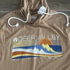 Deer Valley Ski Resort Logo Cotton Poly Rayon Blend Lightweight Hoodie Mens Med