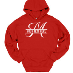 Letter M Monogram Your Text Here Custom Hooded Sweatshirt Funny Humor Hoodie