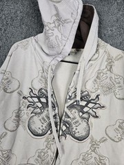 Vintage Sapphire Lounge Hoodie Men’s Large Full Zip AOP Guitar Punk Skate Grunge