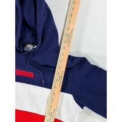 Puma Colorblock Hoodie Navy Blue Red White Logo Sweatshirt Size Mens Small