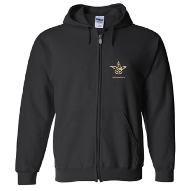 Vietnam Airline Gold Logo Asia Travel Fly Vacation Full Zip Hooded Sweatshirt