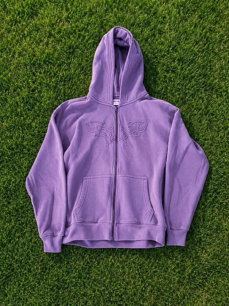 Hollister Men’s Gray Full Zip Hooded Fleece Hoodie Logo Cotton Blend Size S