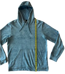 Adidas Aqua Blue 3-D Logo Cotton Polyester Lightweight Hoodie Pullover Medium