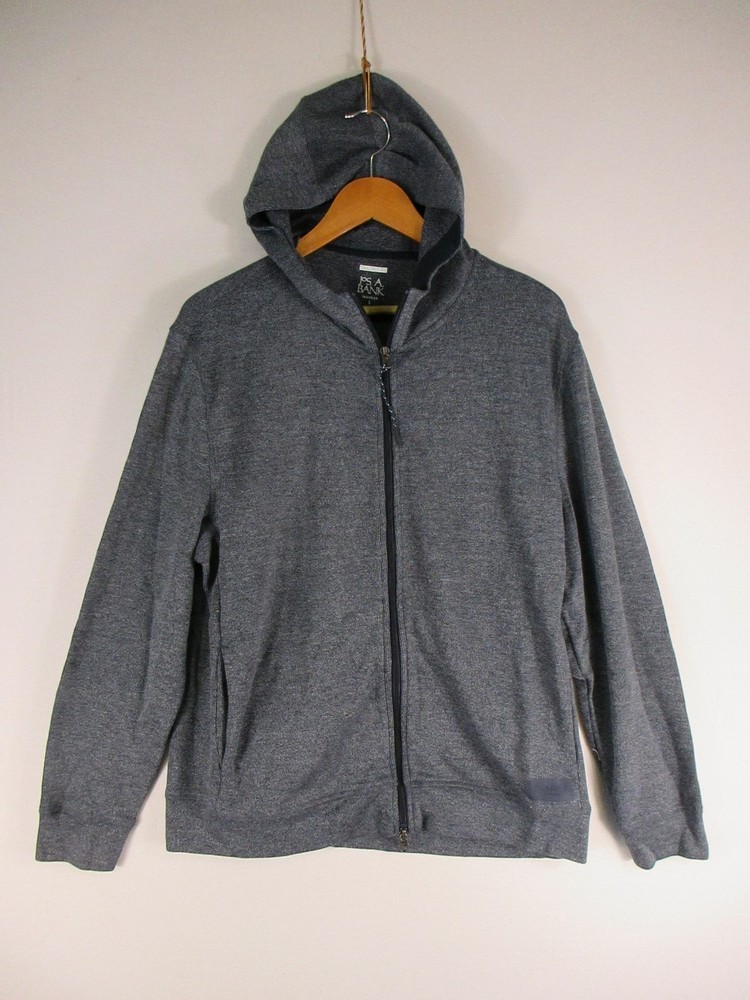 Jos A Bank Hoodie Mens L Tailored Fit Full Zip Traveler Gray Heather